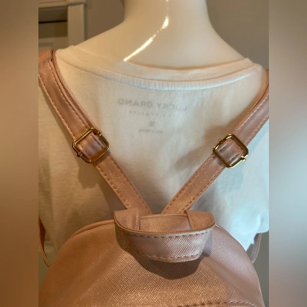 I Ihayner~Sweet Light Pink Bowknot Faux Leather Mini Backpack/Purse~Poly Lining~